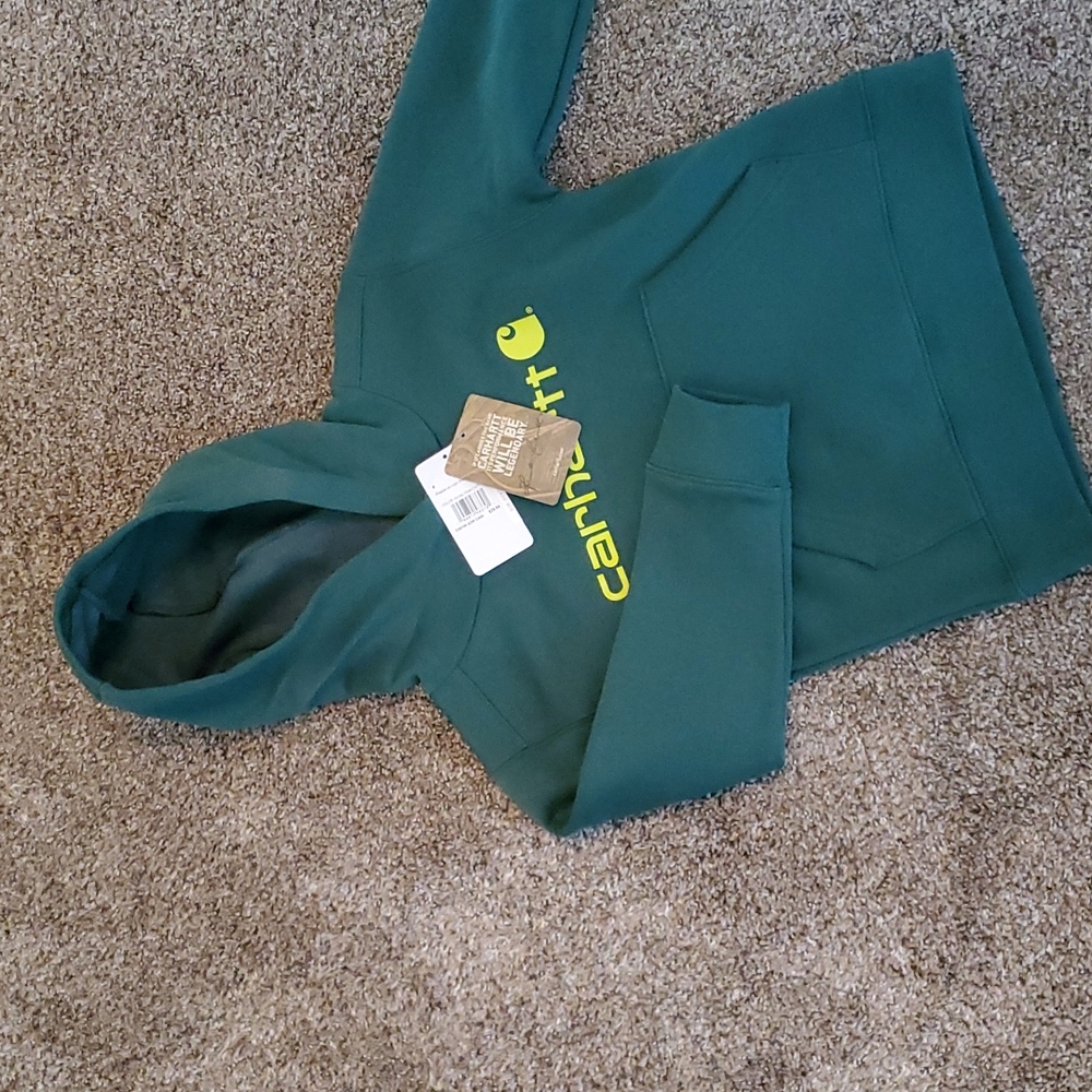 CARHARTT Green Hoodie Sweatshirt Pullover Fleece Boys 4 New with Tags NWT